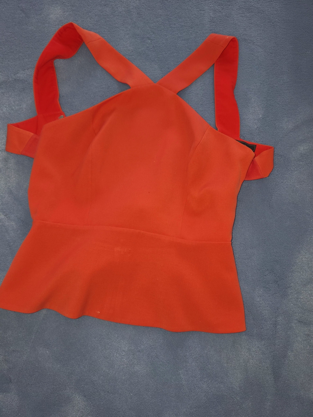 BCBGMaxAzria Red Cross-Back Peplum Camisole